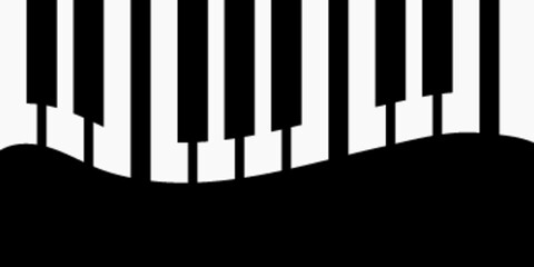 Collection of abstract piano keys in a creative curved wave pattern, ideal for music posters, modern graphic design, background art, and artistic print templates.