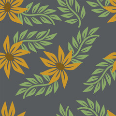 textile design with cute silhouette foliage pattern image
