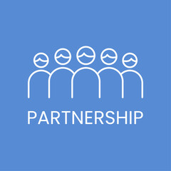 Five professionals collaborating in partnership, representing teamwork and business cooperation in corporate settings with diverse individuals working together towards common goals.