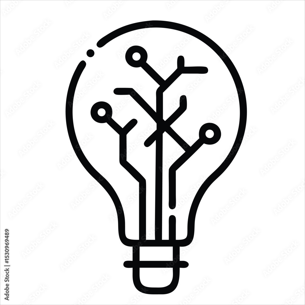 Poster lightbulb with circuit board inside isolated on white background
