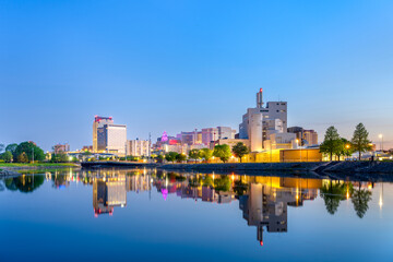 Rochester, Minnesota, USA cityscape on the Zumbro River