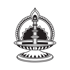 Obraz premium line art of indian temple lamp