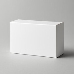 White blank box on a neutral background. Minimalist design for product packaging mockup template. Simple presentation for commerce and marketing.