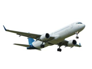 Modern airplane passenger jet airliner flight travel transportation sky on transparent background
