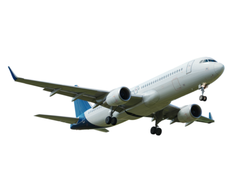 Modern airplane passenger jet airliner flight travel transportation sky on transparent background - Powered by Adobe