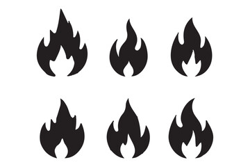 Fire icon vector set, Fire flame icons bundle