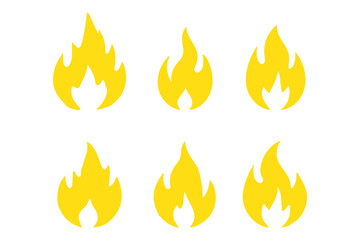 Fire icon vector set, Fire flame icons bundle