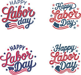 Happy Labor Day Celebration, National American Holiday Concept, greeting card with USA flag vector illustration