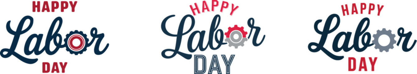 Happy Labor Day Vector Design with Gear Icon and Modern Typography