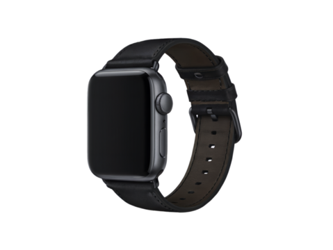 Elegant dark gray apple watch with modern leather band stylish accessory on transparent background
