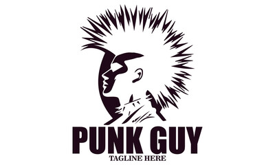 Punk rock icon. Punk guy vector illustration, Punk guy logo design