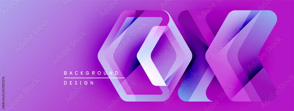 Aufkleber Abstract purple background features layered geometric shapes. Gradient colors create modern visual effect. Text reads background design.