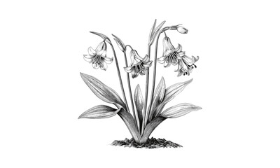 Common Bluebell Scilla Nutans Flowers Engraving, Vintage Botanical Art, Hand-drawn Floral Design, Spring Plants, Nature Illustration, Vector Illustration, Wildflower Artwork.