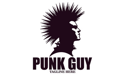 Punk rock icon. Punk guy vector illustration, Punk guy logo design