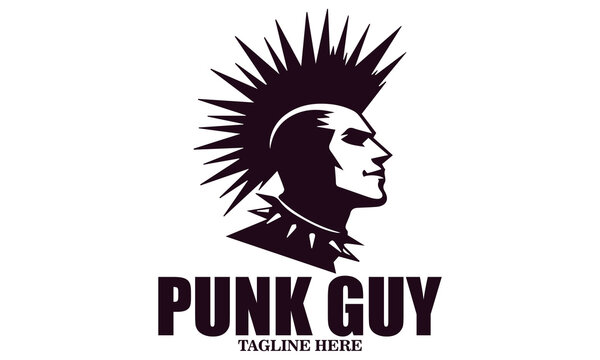 Punk rock icon. Punk guy vector illustration, Punk guy logo design