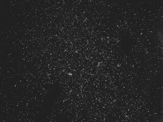 Old Rough Dirty Black Dust Grunge Black Noise Grain Overlay Texture Background. Dusted Film Photo Overlay for Create Vintage Mood. Nostalgic Atmosphere for Your Photos. Use a Screen Blending Mode