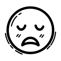Outline-style emoji with downturned eyes and an open, frowning mouth, conveying feelings of sadness, disappointment, or frustration. Conveying a low mood in various digital communication contexts