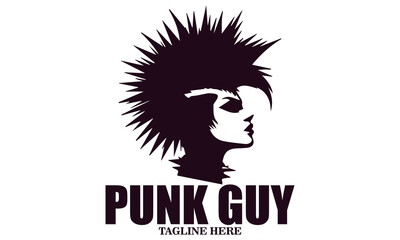 Punk rock icon. Punk guy vector illustration, Punk guy logo design