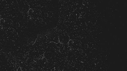 Abstract dirty dust particle grain texture for overlay effect with space for vintage grunge design. White dust on a black background. Noise black background overlay, abstract film noise, black texture