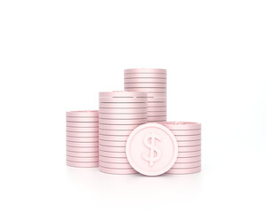 Coins Stack, Finance and Investment Concept, 3D Rendering