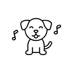 Fototapeta premium Singing puppy in line art style, joyful mood, musical animal icon