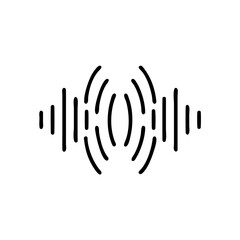 Obraz premium Sound wave line icon in black and white, minimalist audio symbol