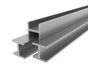 3D Metal products. H-Beam steel. on white background. 3D rendering.