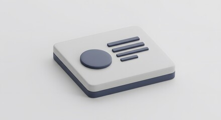 Minimalist 3D illustration of a user ID badge icon. A clean graphic for a web interface, app design, or digital identity concept.
