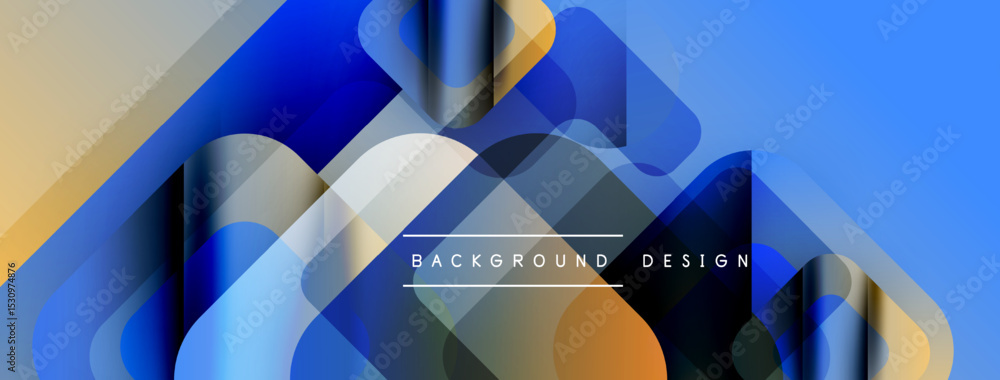 Aufkleber Abstract geometric shapes overlap, creating dynamic blue, beige gradient. Modern design element for backgrounds, presentations.