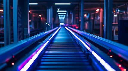 A high-speed conveyor system with AI-powered cameras capturing 360-degree views for product defect detection under synchronized lighting.