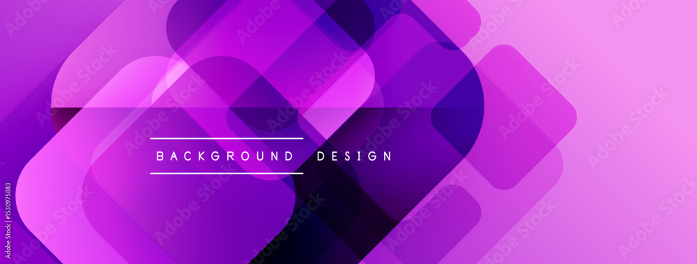 Aufkleber Abstract purple design. Overlapping squares, rectangles create dynamic visual effect. Modern background suitable for various projects.