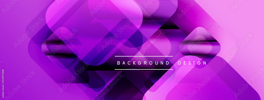Aufkleber Abstract purple background. Geometric shapes overlap creating dynamic visual effect. Modern design element for digital projects.