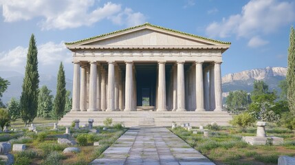Ancient Greek Temple: A Majestic Structure in a Serene Landscape