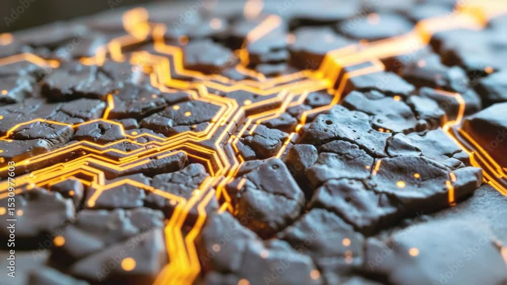 Aufkleber abstract close-up of textured surface with glowing circuit lines.