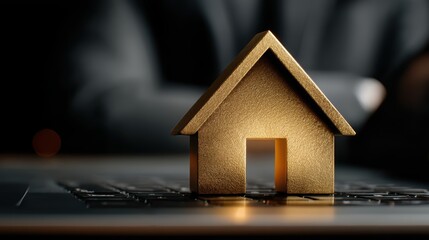 Small house on laptop, embracing remote work, portable homes, and the digital nomad lifestyle