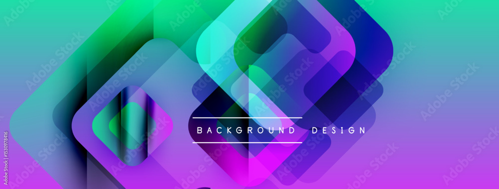 Aufkleber Abstract geometric shapes overlap, creating vibrant gradient effect. Modern design suitable for backgrounds, presentations.