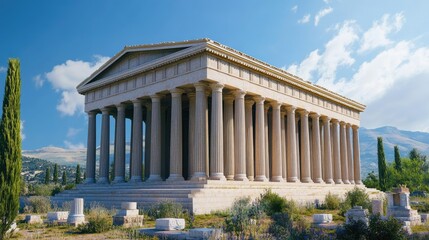 Fototapeta premium Majestic Greek Temple under a Sunny Sky