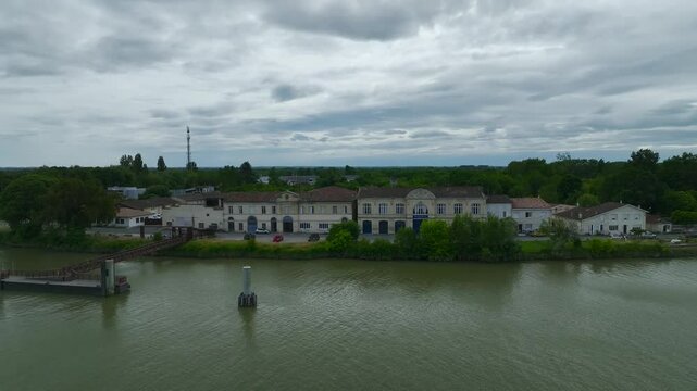 Libourne from a drone, Gironde, Nouvelle-Aquitaine, Saint-&Eacute;milion and Pomerol, Southwestern France, Europe