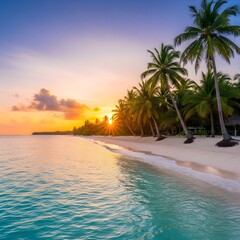 tropical beach with palm trees