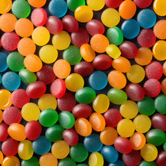 Obraz premium Colorful candy gummies cascading from above in a delightful sugary descent