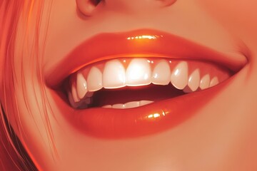 Close-up illustration of a smiling mouth.