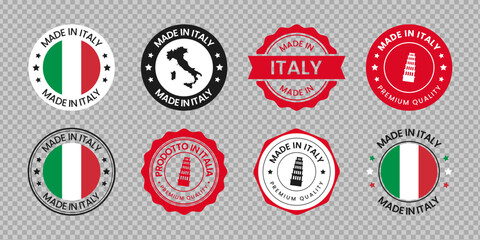 Set of badge made in Italy label icon emblem isolated on transparent background