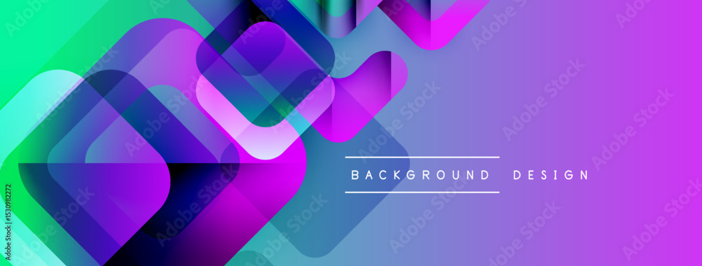 Aufkleber Abstract geometric shapes blend vibrant colors. Gradient transitions create dynamic visual effect. Modern design element for backgrounds.