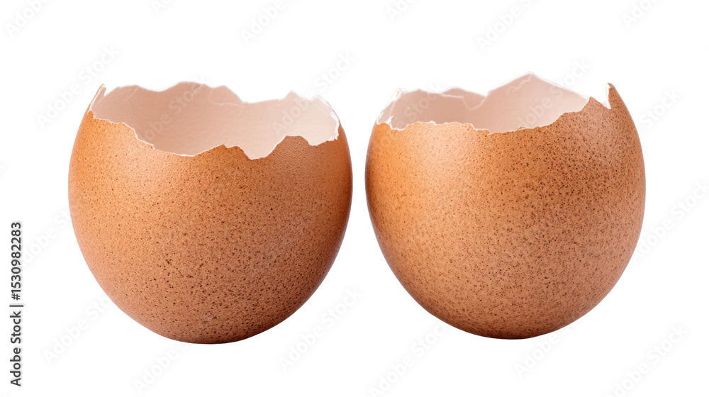 Poster empty broken egg shell isolated on transparent background with natural texture