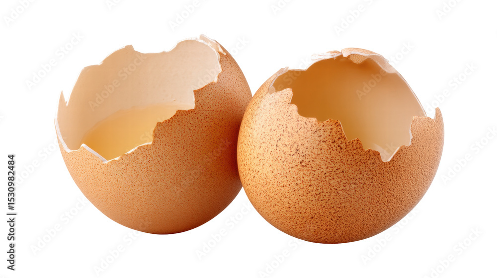 Poster empty broken egg shell isolated on transparent background with natural texture