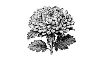 Vintage Illustrations, Engraving Chrysanthemum, Early Flowering Floral Artwork, Botanical Design, Vector Art, Antique Flower Illustration, Nature Print, Botanical Vector.