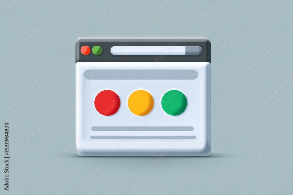 Poster Colorful Distorted Icon on Web Browser Tab With Three Circular Buttons and Sleek Design