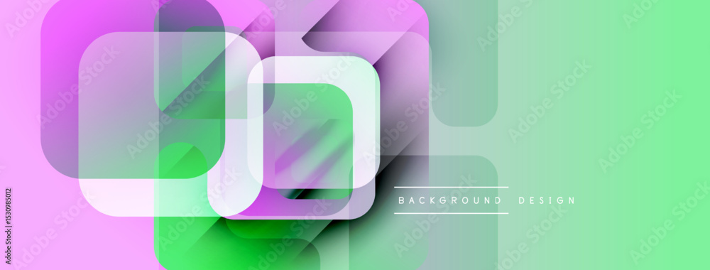 Poster Abstract geometric shapes overlap. Soft pastel colors blend, creating modern background. Light gradients enhance visual depth.