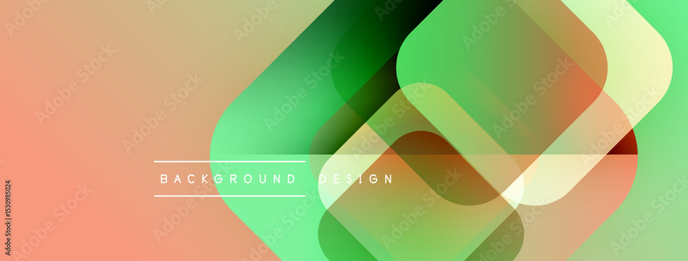 Poster Abstract geometric shapes overlap. Gradient colors blend, creating modern design. Soft hues suggest calm atmosphere. Minimalist style.