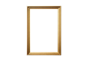 gold thin picture frame isolated on white or transparent png